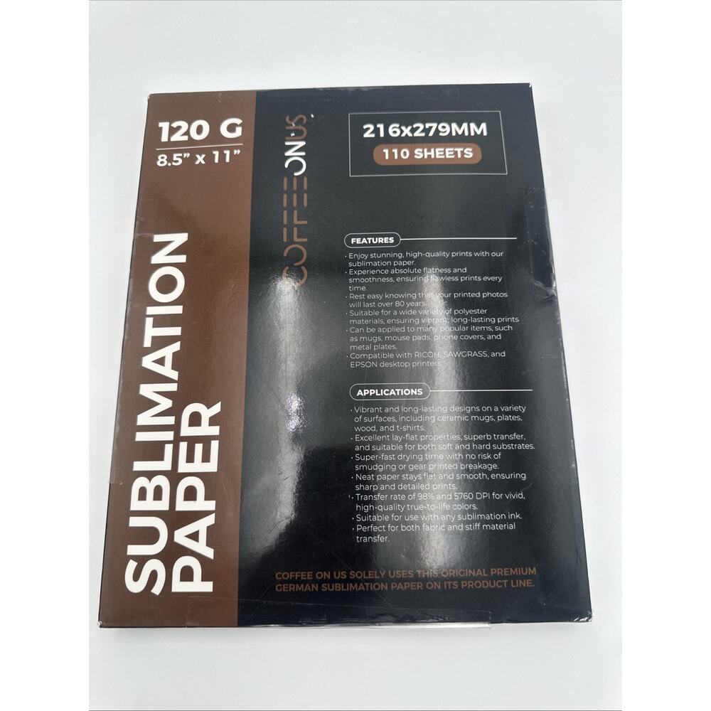 Sublimation Paper 8.5x11. 110 Sheets 120g for Epson Printers Heat Transfer